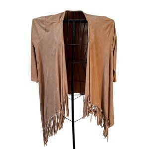 Studio JPR Faux Suede Brown Fringe Cardigan, Size M, Boho, Western Wear